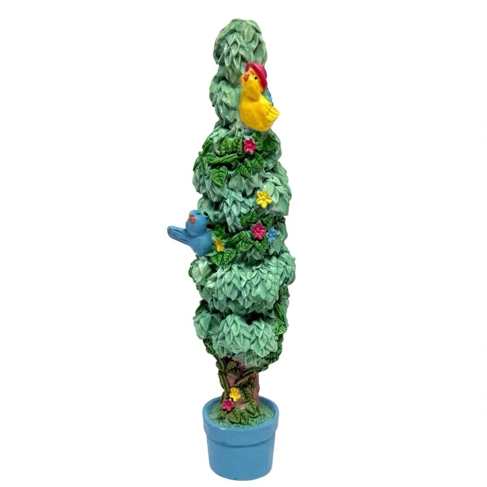 Spring/Easter Tree Colorful Birds Mini Home Decor Knick-Knack Green/Blue EUC